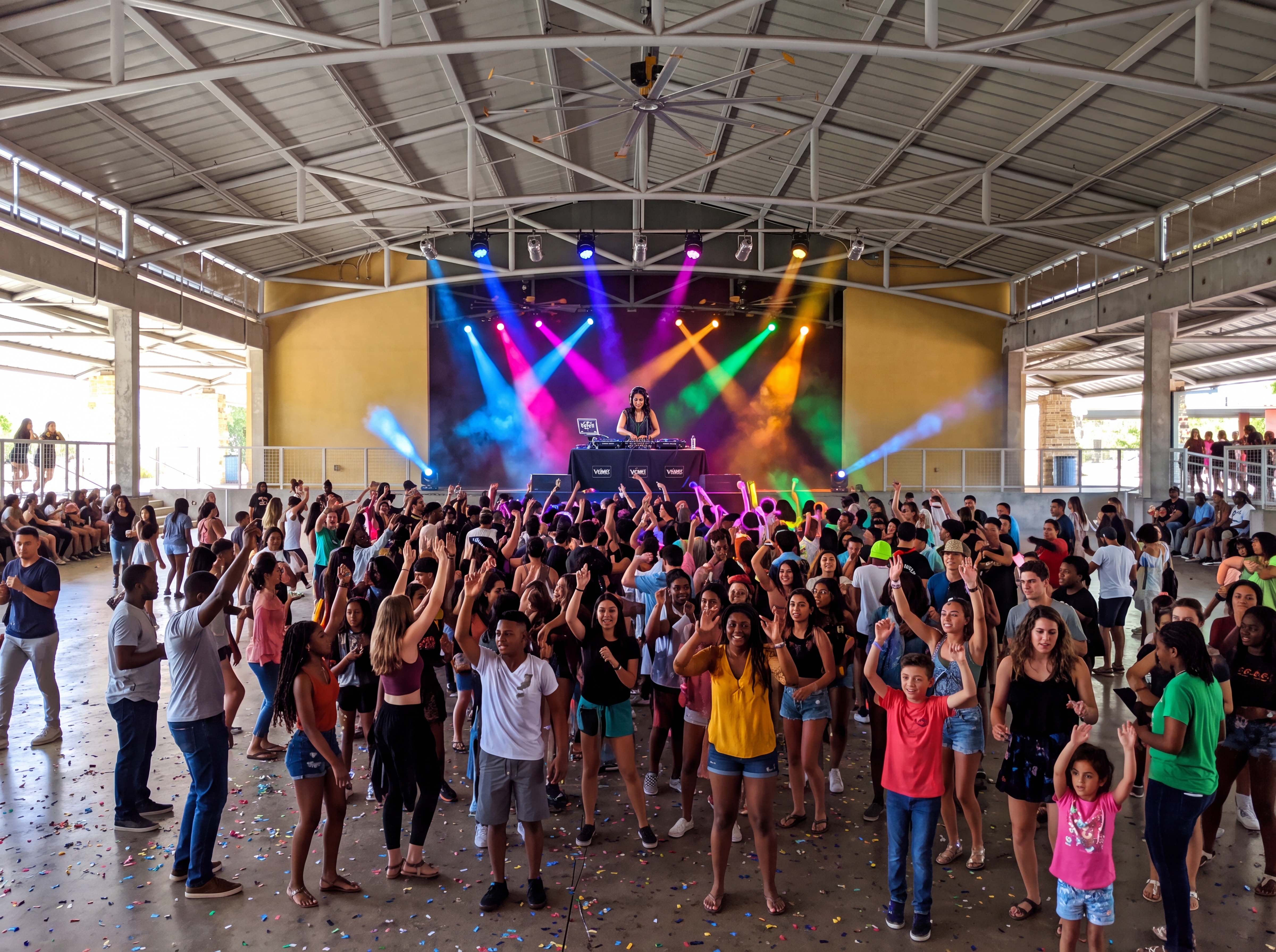 DJ performing in front of an energetic crowd